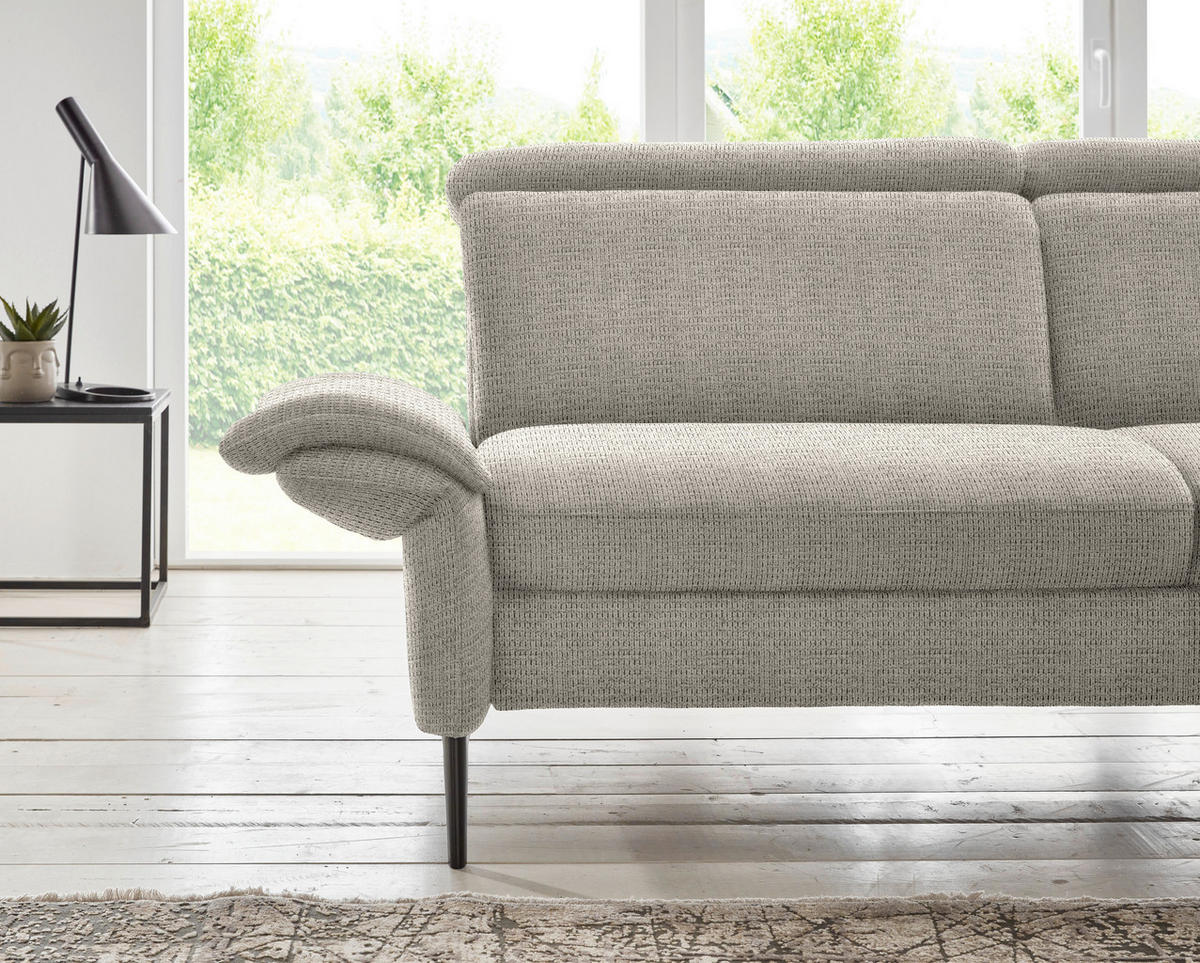 ECKSOFA in Struktur Taupe  - Taupe/Schwarz, Modern, Textil/Metall (275/235cm) - Cantus