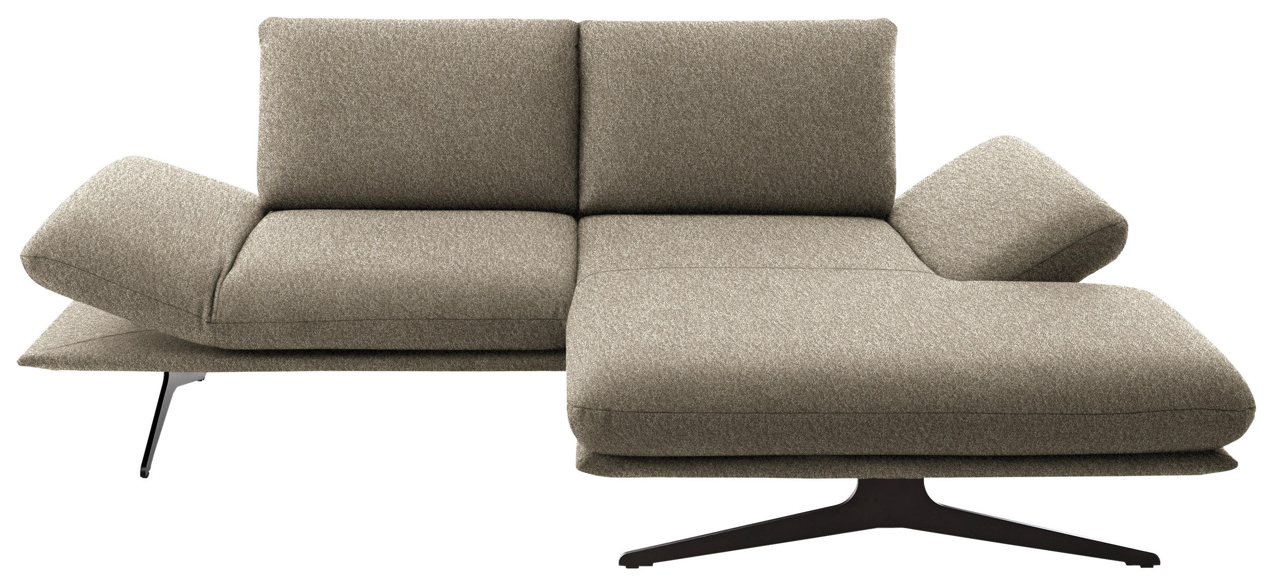 ECKSOFA Flachgewebe Hellbraun  - Hellbraun/Schwarz, Design, Textil/Metall (234/155cm) - Dieter Knoll