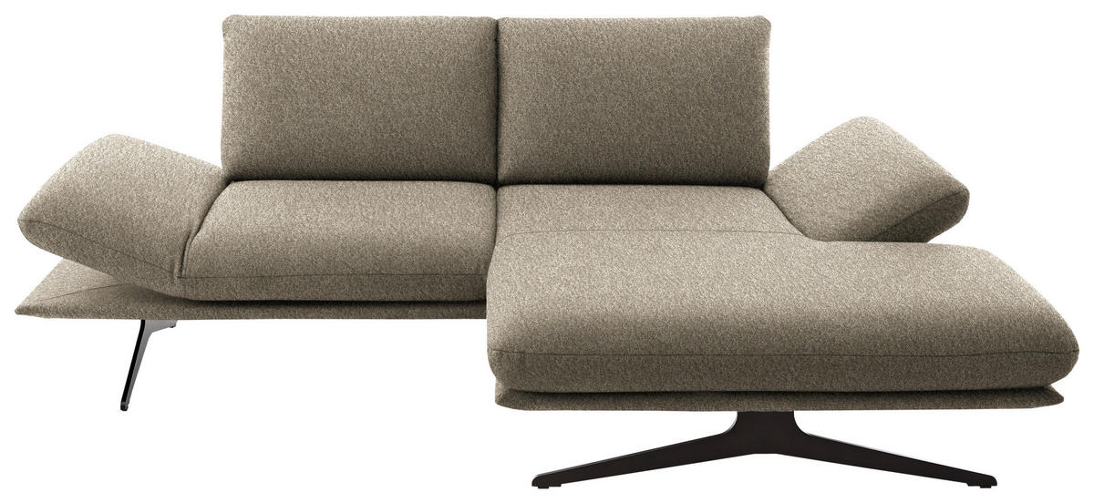 ECKSOFA Flachgewebe Hellbraun  - Hellbraun/Schwarz, Design, Textil/Metall (234/155cm) - Dieter Knoll