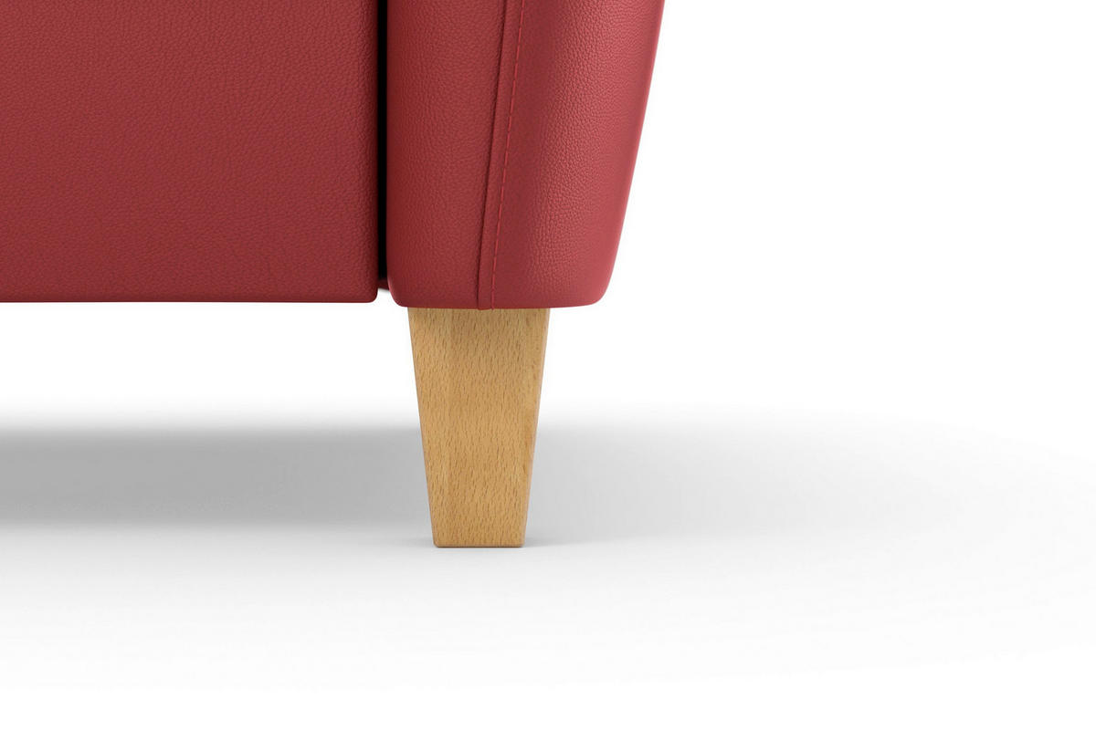 ROHOVÁ SEDAČKA, koža, červená - farba duba/červená, Basics, koža/drevo (244/163cm) - Sit & More
