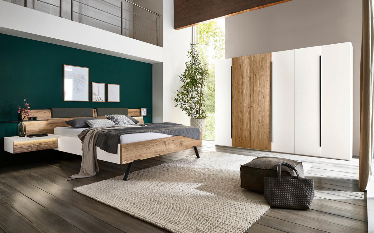 DREHTÜRENSCHRANK in Weiss, Eichefarben  - Weiss/Eichefarben, Design, Holz/Holzwerkstoff (298,6/222,3/62cm) - Valdera