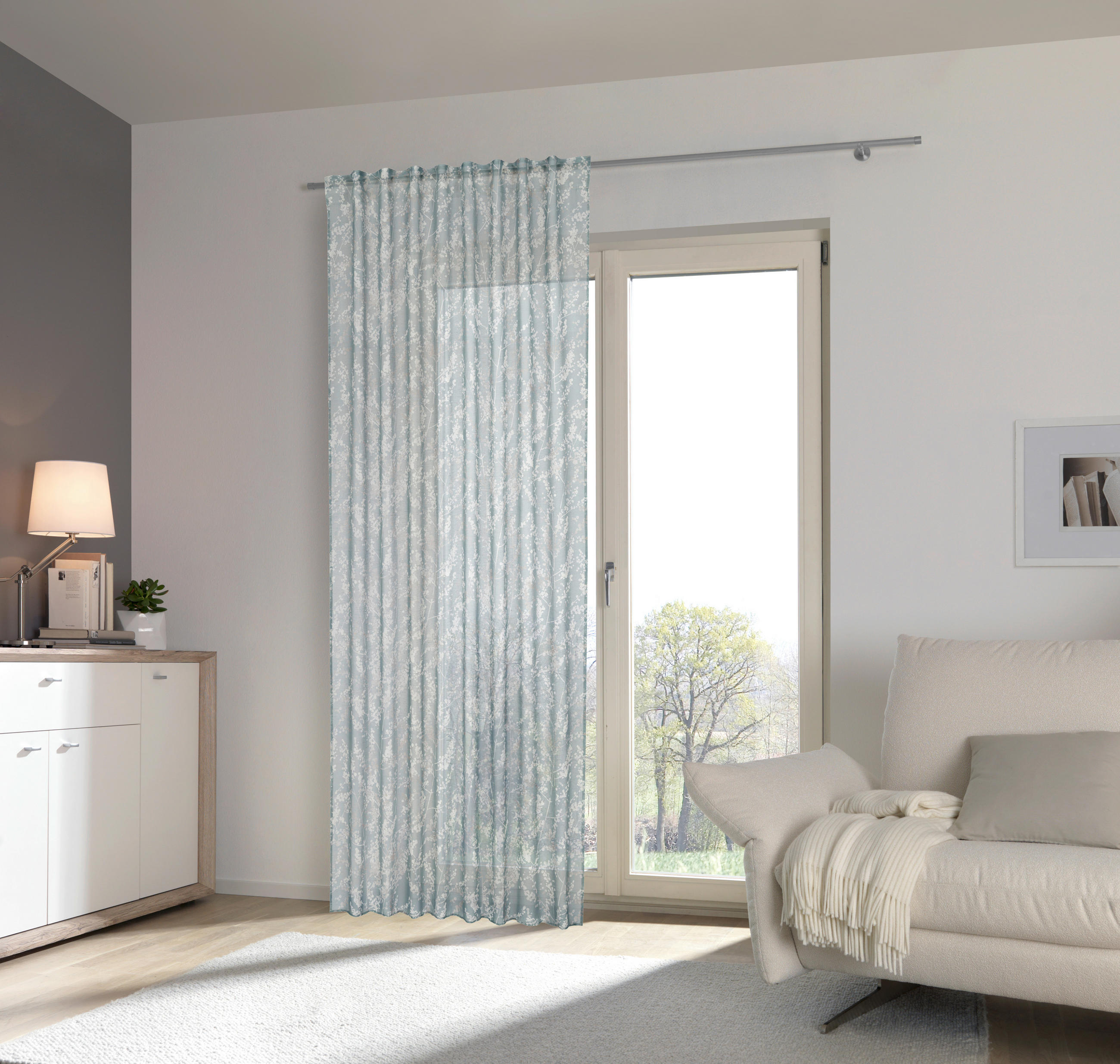 FERTIGVORHANG halbtransparent  - Jadegrün, KONVENTIONELL, Textil (140/245cm) - Esposa