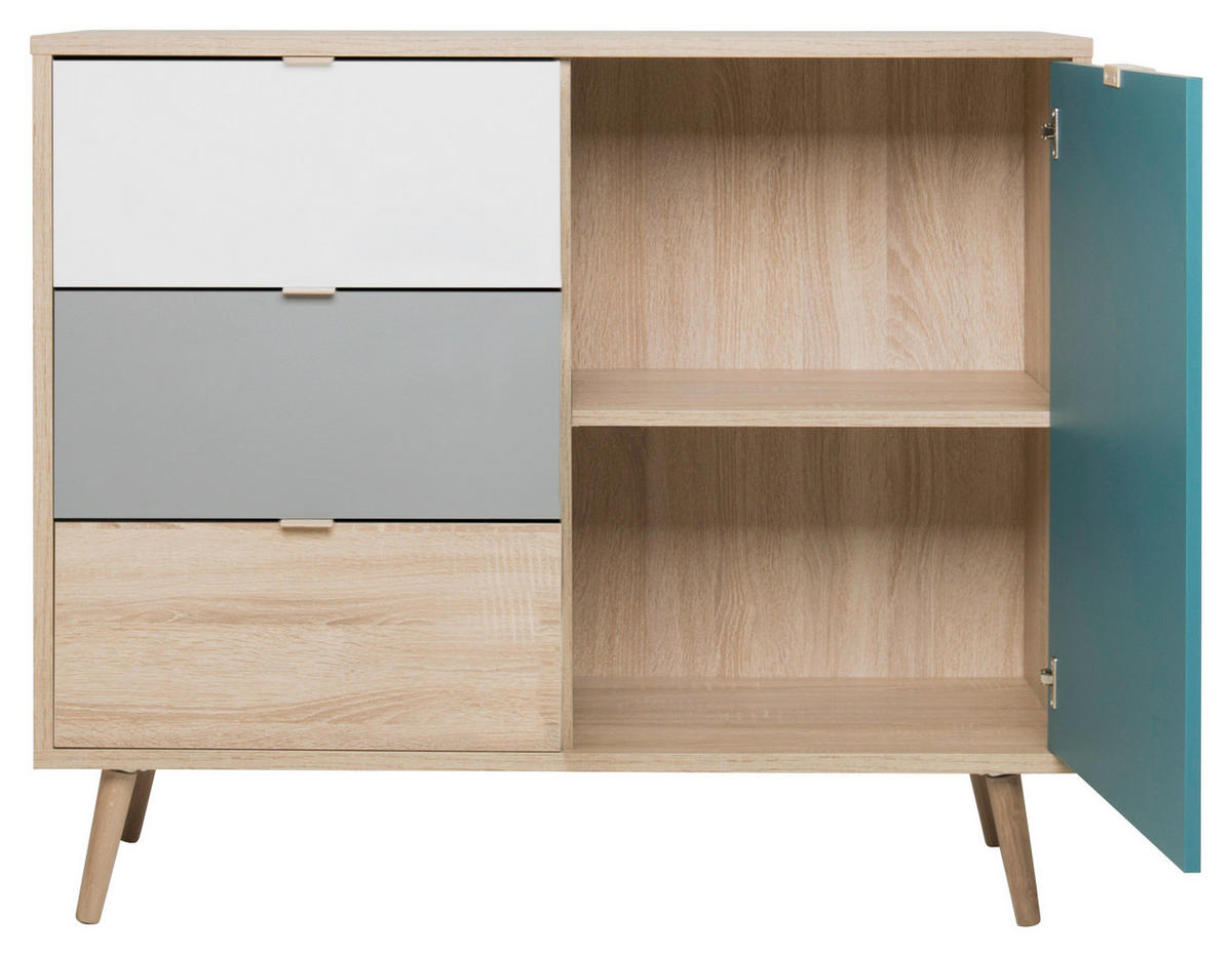 KOMMODE  in 103/87/40 cm  - Eichefarben/Petrol, Trend, Holzwerkstoff (103/87/40cm) - MID.YOU