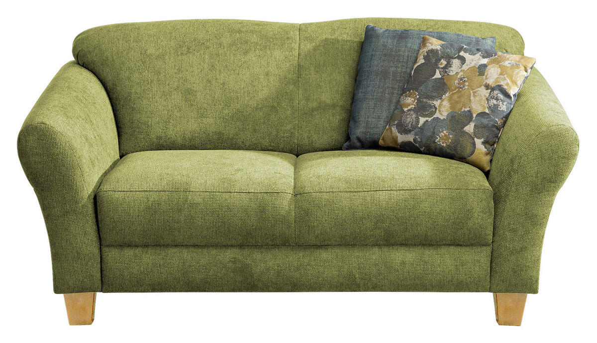 2-SITZER-SOFA in Flachgewebe Grün  - Naturfarben/Grün, Konventionell, Holz/Textil (163/84/89cm) - Sit & More