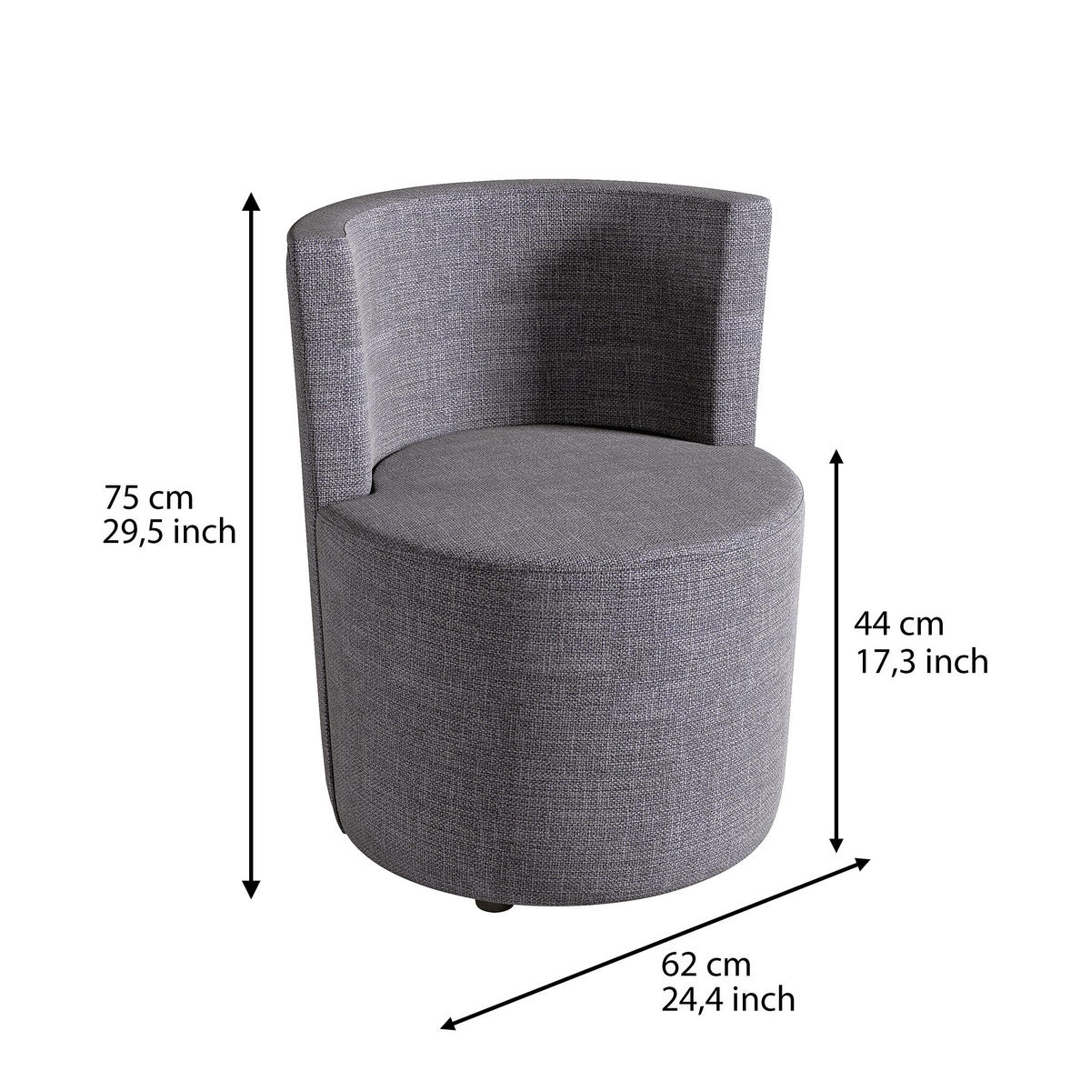 STUHL     Grau  - Grau, Design, Textil (62/75/62cm) - Livetastic