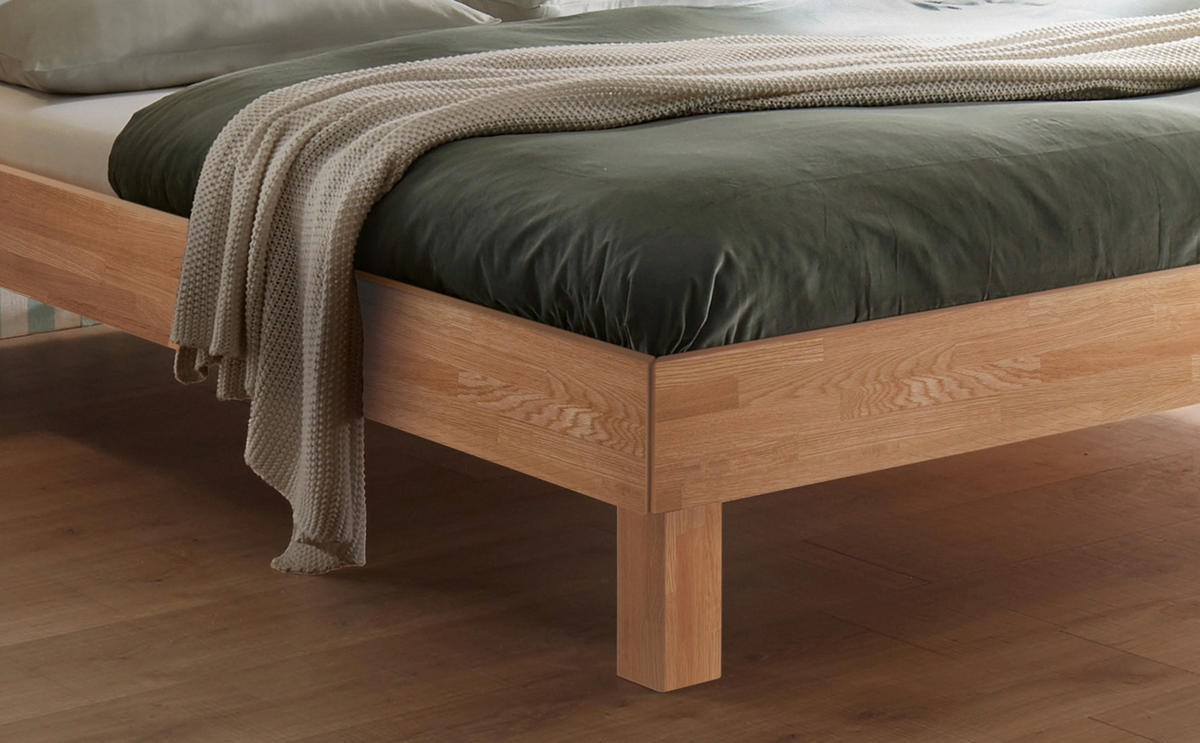 BETT Eiche massiv 100/200 cm Eiche Bianco  - Eiche Bianco/Eichefarben, Natur, Holz (100/200cm) - Hasena