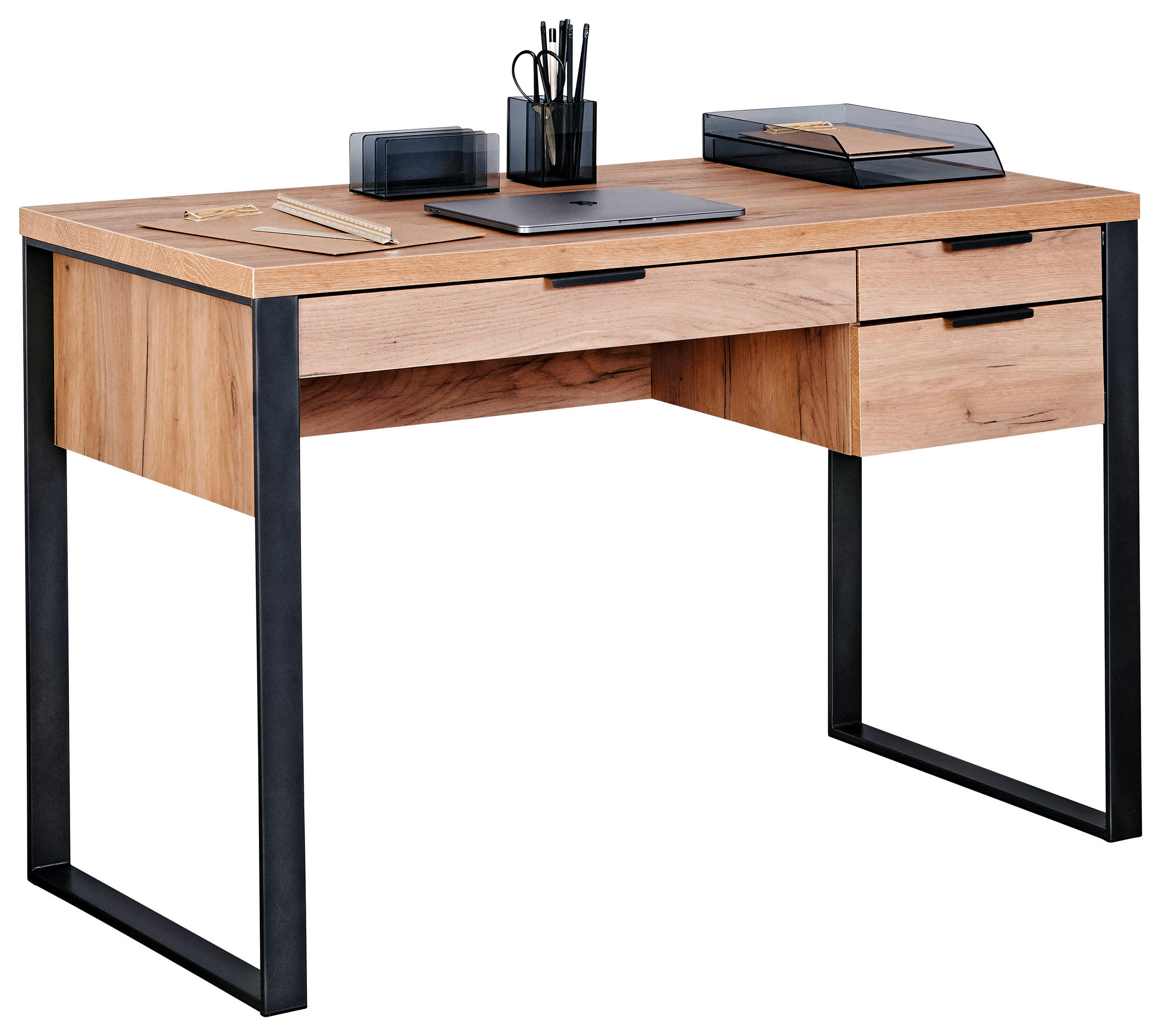 SCHREIBTISCH 120/55/76 cm Eichefarben  - Eichefarben/Anthrazit, MODERN, Holzwerkstoff/Metall (120/55/76cm) - Novel