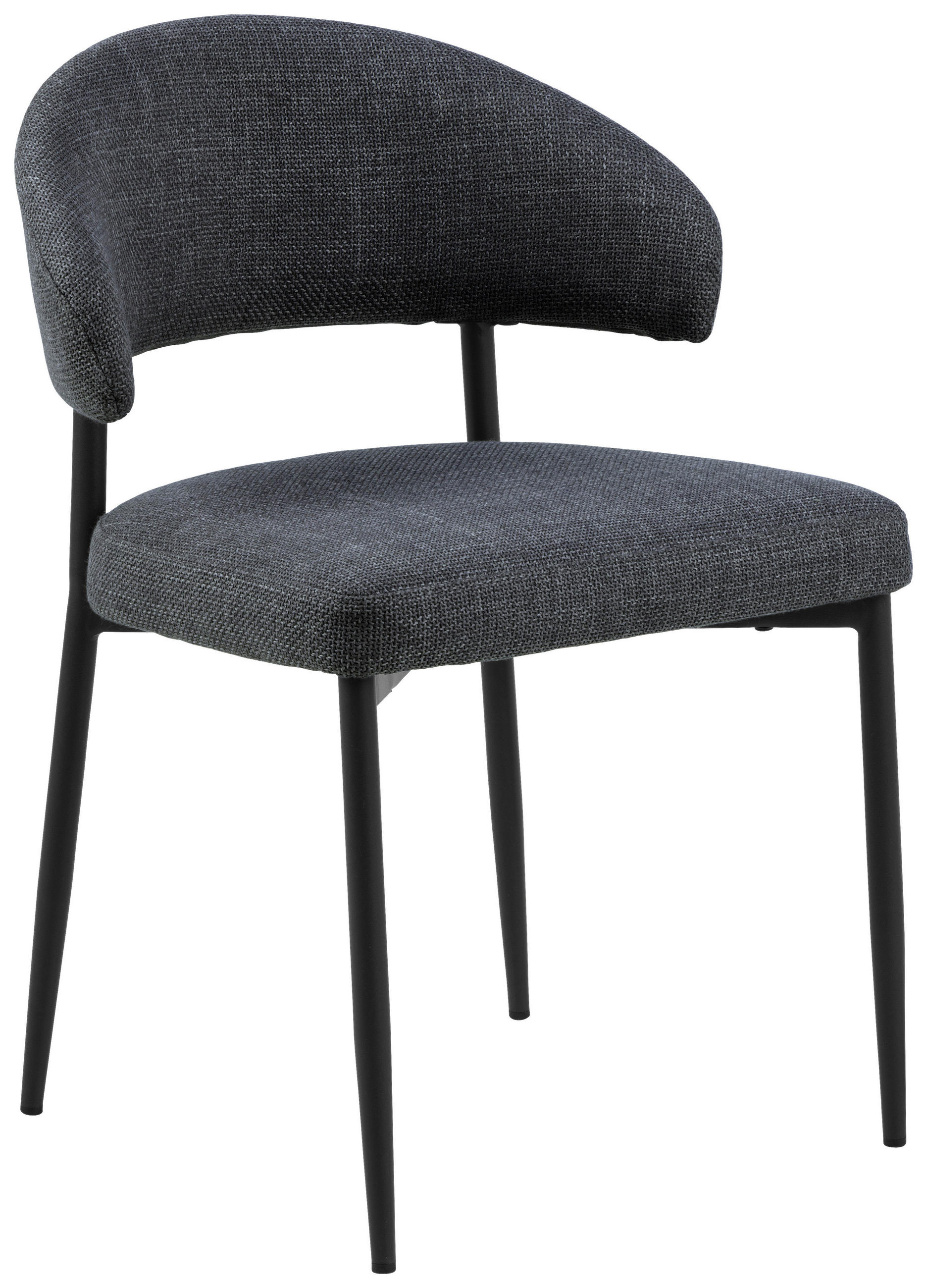 STUHL  in Struktur Textil  - Dunkelgrau/Schwarz, Design, Textil/Metall (56/77/55cm) - MID.YOU