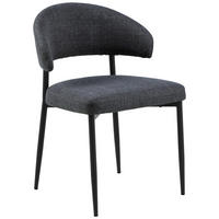 STUHL  in Struktur  - Dunkelgrau/Schwarz, Design, Textil/Metall (56/77/55cm) - MID.YOU