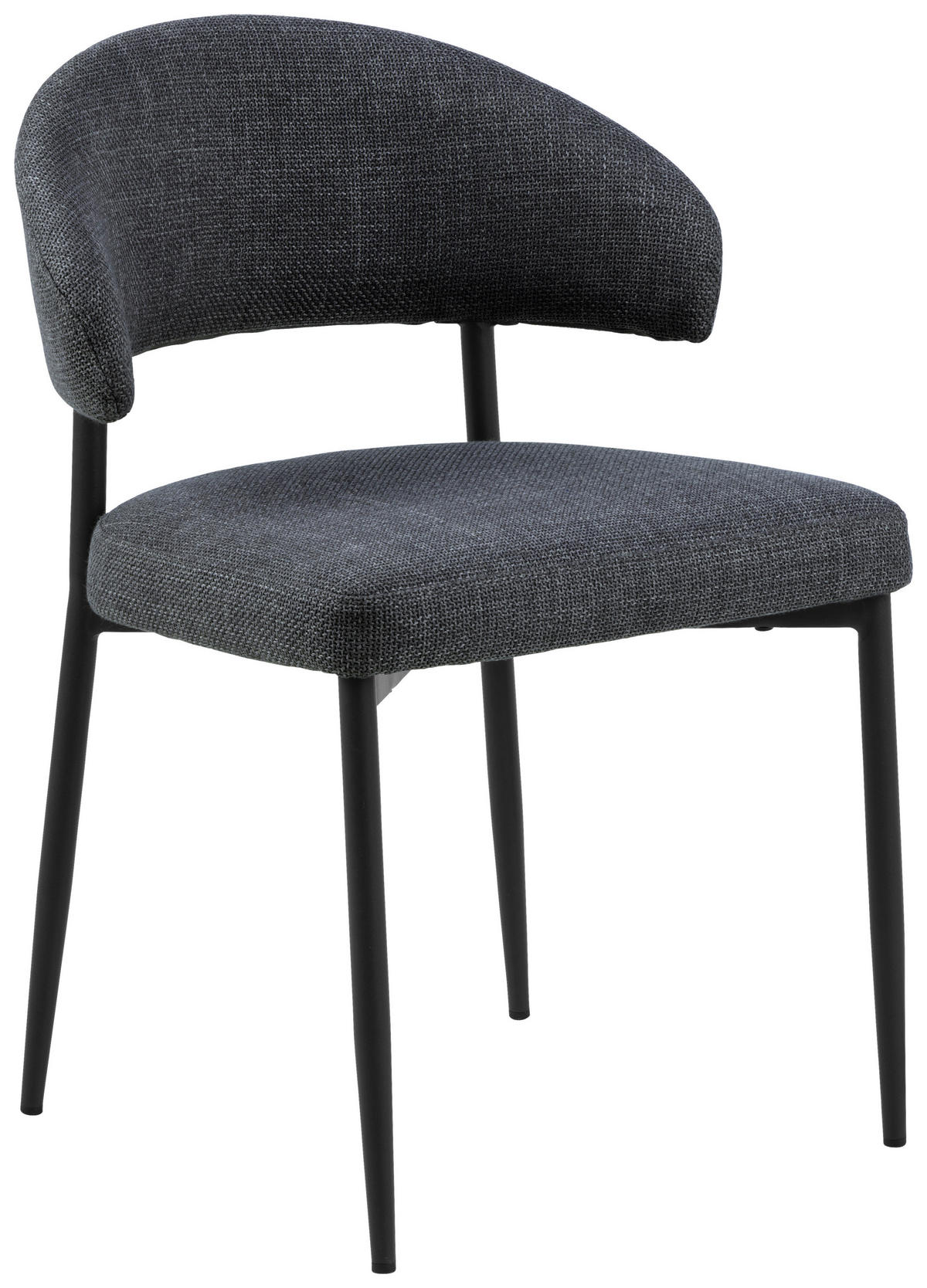 STUHL  in Struktur  - Dunkelgrau/Schwarz, Design, Textil/Metall (56/77/55cm) - MID.YOU