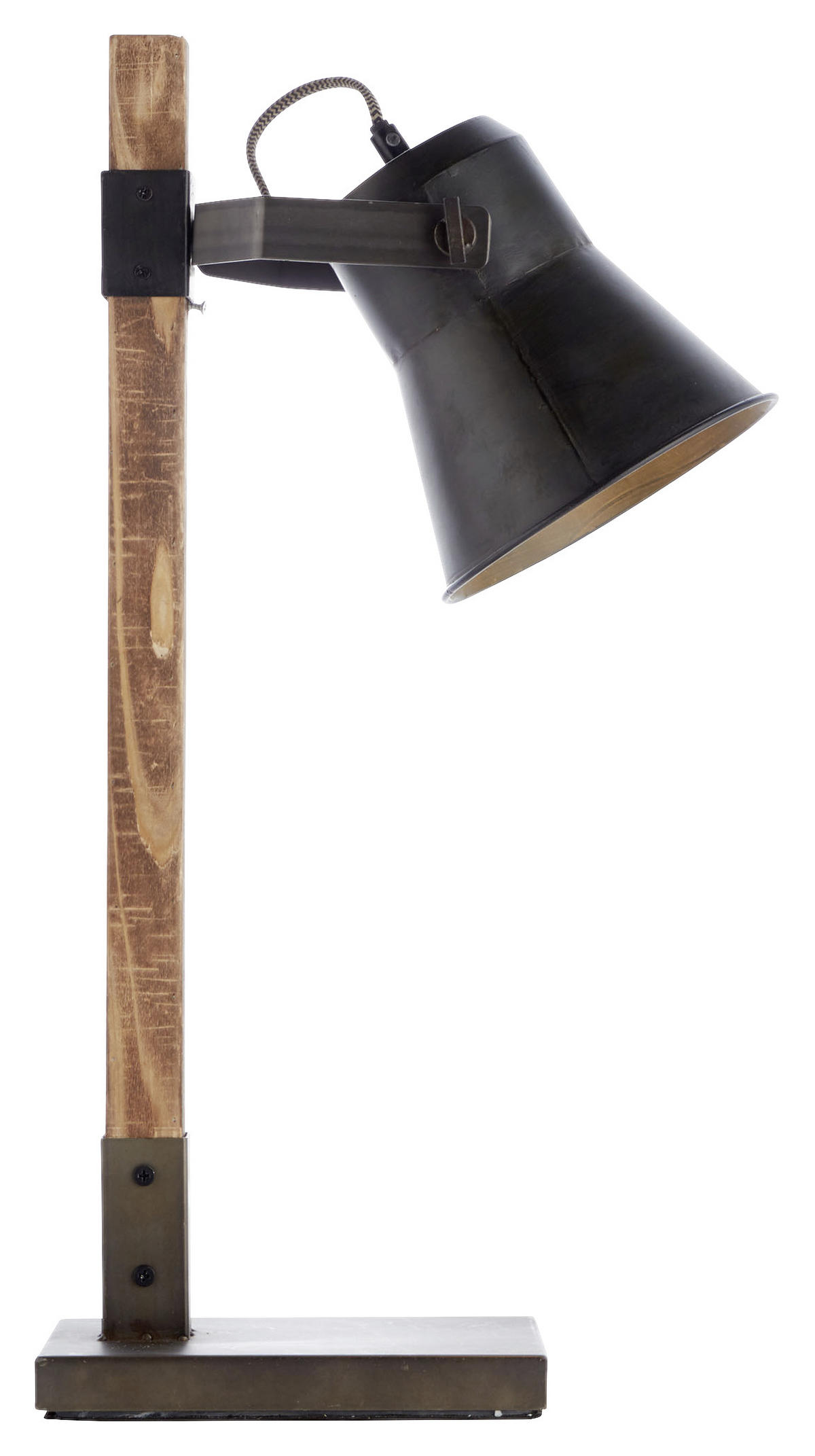 TISCHLEUCHTE 16/55 cm   - Schwarz, Natur, Holz/Metall (16/55cm) - Brilliant
