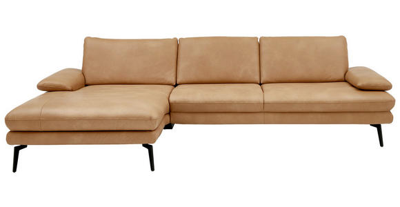 ECKSOFA  in Echtleder Honig  - Schwarz/Honig, Design, Leder/Metall (180/310cm) - Dieter Knoll