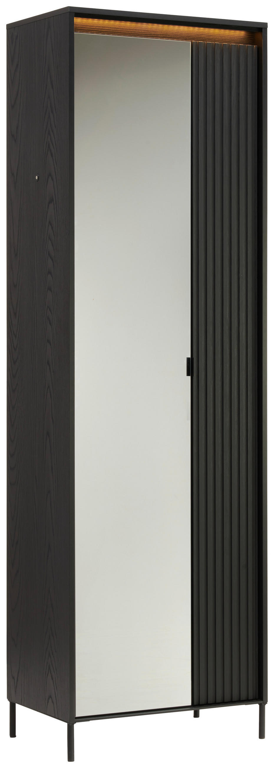 GARDEROBENSCHRANK in 62/200/40 cm - Schwarz, Design, Glas/Holz (62/200/40cm) - Hom`in