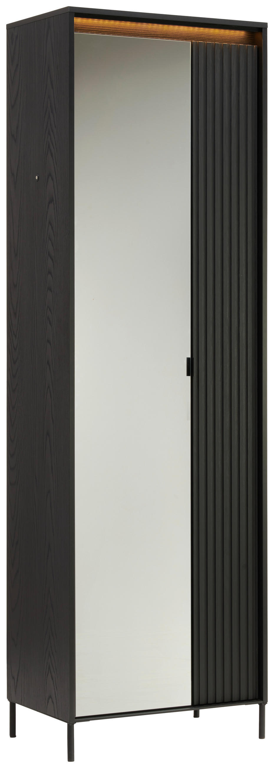 GARDEROBENSCHRANK  in 62/200/40 cm  - Schwarz, Design, Glas/Holz (62/200/40cm) - Hom`in