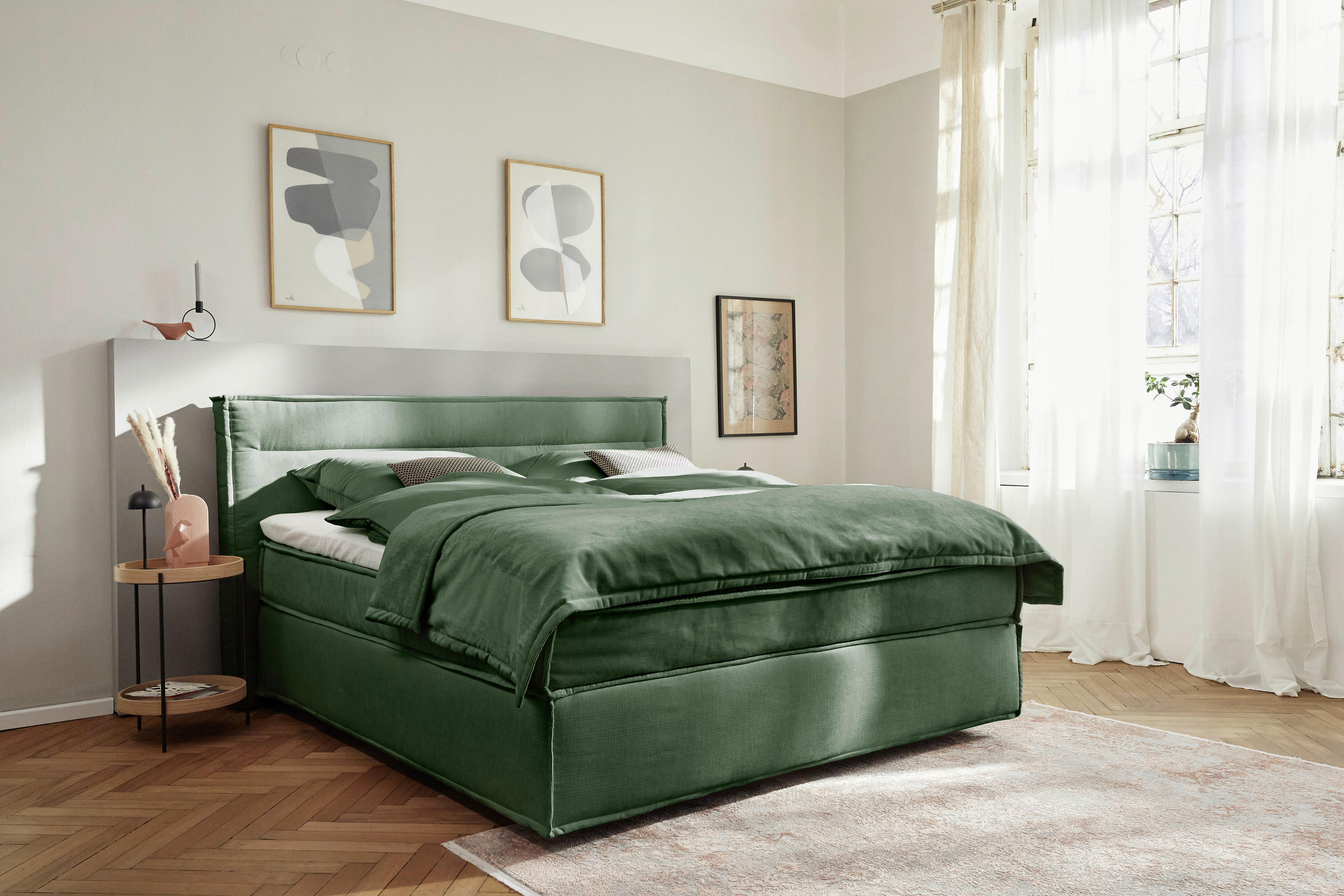 BOXSPRINGBETT 180/200 cm  in Grün  - Schwarz/Grün, Design, Textil (180/200cm) - Musterring