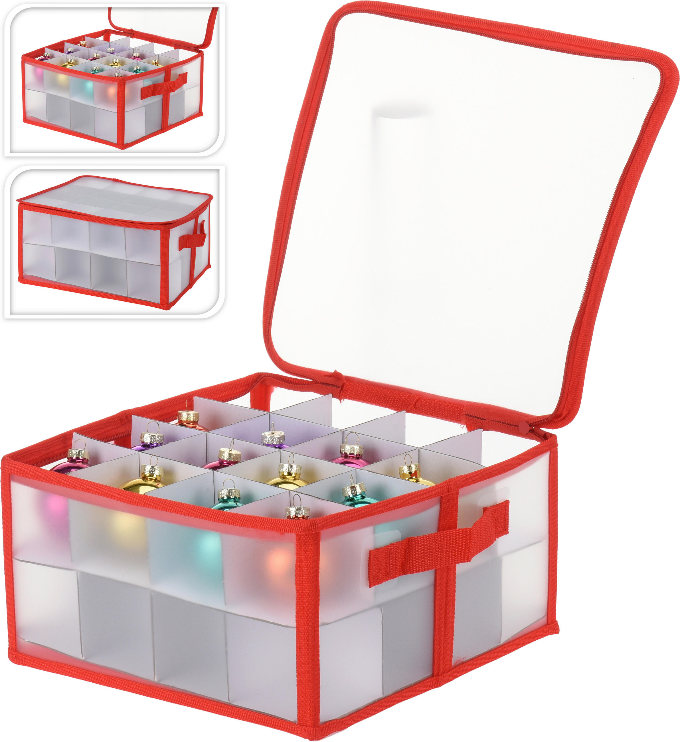 ÚLOŽNÝ BOX, plast - průhledné/červená, Basics, plast (30/30/15cm)