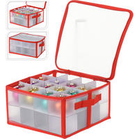 ÚLOŽNÝ BOX, plast - průhledné/červená, Basics, plast (30/30/15cm)