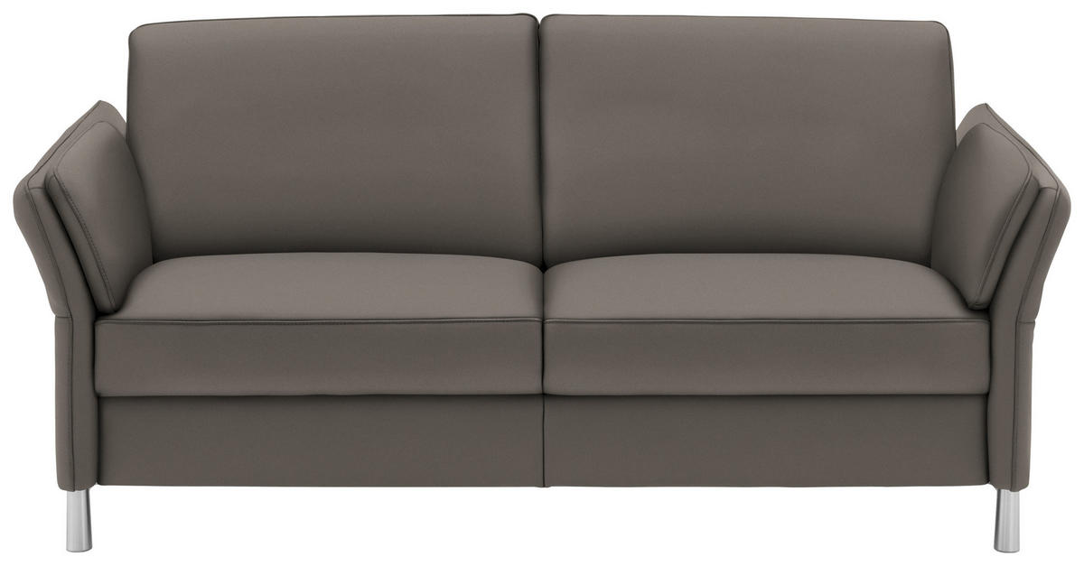 2,5-SITZER in Echtleder Graubraun  - Graubraun/Alufarben, Design, Leder/Metall (164/82/99cm) - Dieter Knoll