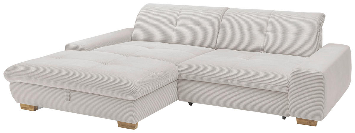 ECKSOFA Hellgrau Cord  - Eichefarben/Hellgrau, Design, Holz/Textil (198/276cm) - SetOne by Musterring