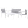 LOUNGEGARNITUR Aluminium  - Weiß/Grau, KONVENTIONELL, Glas/Textil - Gardenson