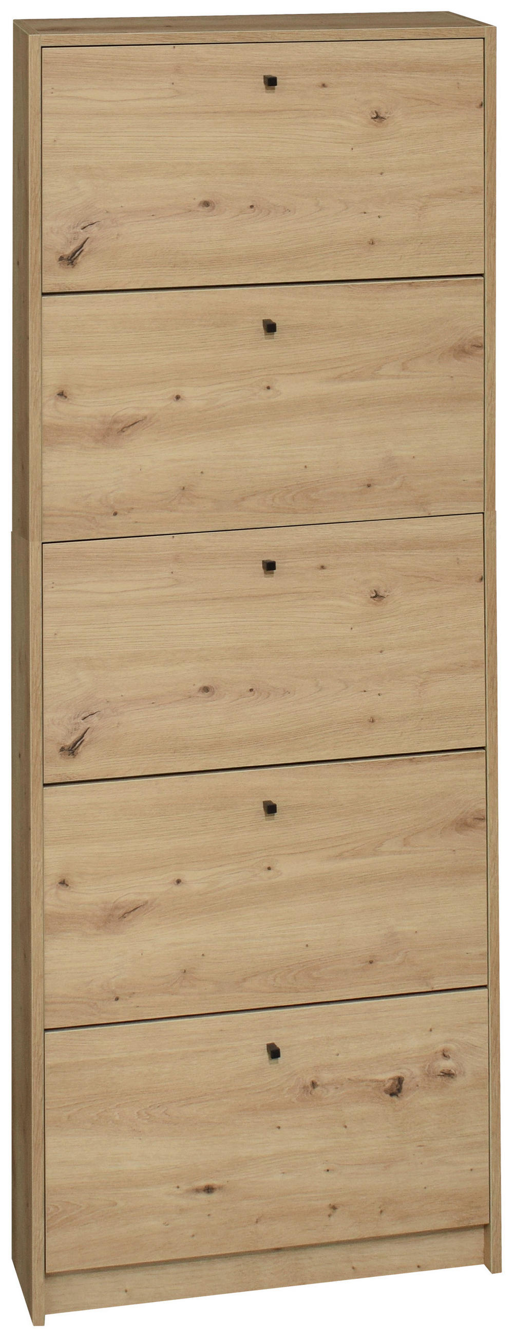 SCHUHKIPPER Melamin Eichefarben - Eichefarben/Schwarz, Design, Holzwerkstoff/Metall (60/168/16cm) - Xora