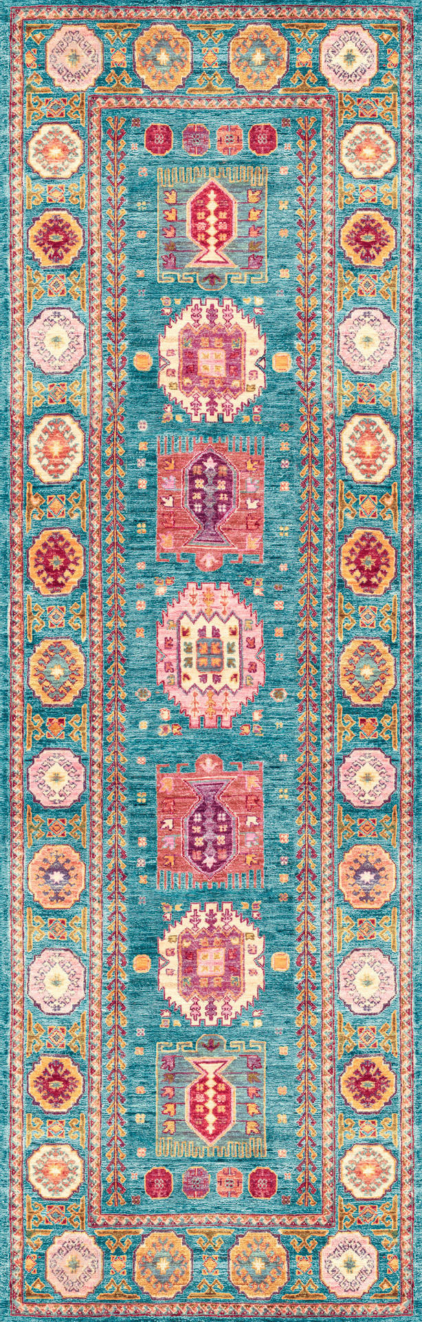 LÄUFER Cortea Zylar 80/250 cm  in Hellblau, Dunkelrosa, Elfenbein  - Elfenbein/Dunkelrosa, LIFESTYLE, Kunststoff/Textil (80/250cm) - Lindorug