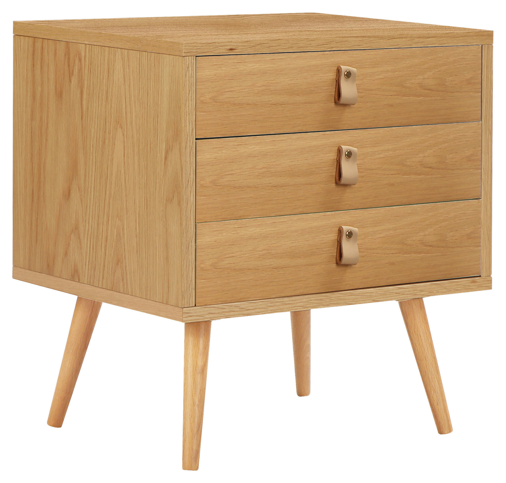 NACHTSCHRANK 50/55/40 cm Eiche furniert, massiv  - Hellbraun/Eichefarben, Design, Holz/Holzwerkstoff (50/55/40cm) - Boxxx