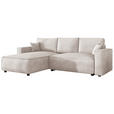 ECKSOFA Naturfarben Cord Zierkissen, Rückenkissen, Bettkasten, Schlaffunktion, Rücken echt, Liegefläche im Originalstoff  - Schwarz/Naturfarben, MODERN, Kunststoff/Textil (190/280cm) - Carryhome