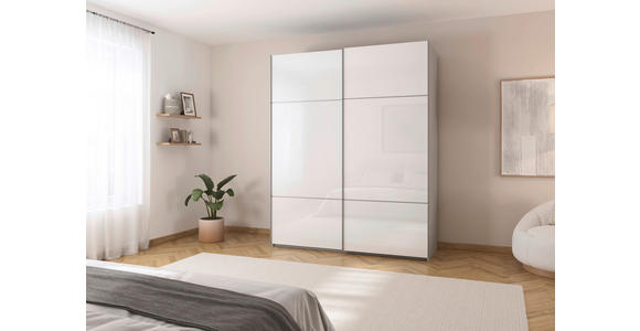 SCHWEBETÜRENSCHRANK 162/223/68 cm 2-türig Grau, Weiß - Alufarben/Weiß, KONVENTIONELL, Glas/Holzwerkstoff (162/223/68cm) - Novel