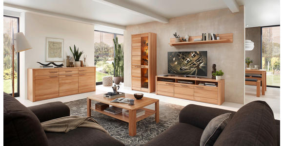 TV-ELEMENT Kernbuche  190/58/45 cm  - Edelstahlfarben/Kernbuche, Natur, Holz/Holzwerkstoff (190/58/45cm) - Carryhome