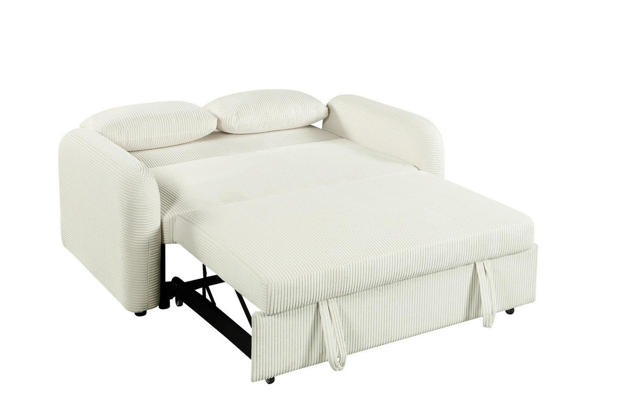 SCHLAFSOFA Cord Creme  - Creme/Schwarz, Design, Kunststoff/Textil (150/86/90cm) - MID.YOU