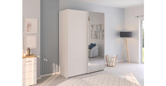 SCHWEBETÜRENSCHRANK  in Weiß  - Weiß, Design, Glas/Holzwerkstoff (162/223/68cm) - Novel