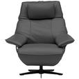 RELAXSESSEL in Leder Graublau  - Graublau/Schwarz, Design, Leder/Metall (92/79/82cm) - Dieter Knoll