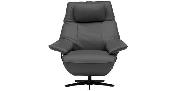 RELAXSESSEL in Leder Graublau  - Graublau/Schwarz, Design, Leder/Metall (92/79/82cm) - Dieter Knoll