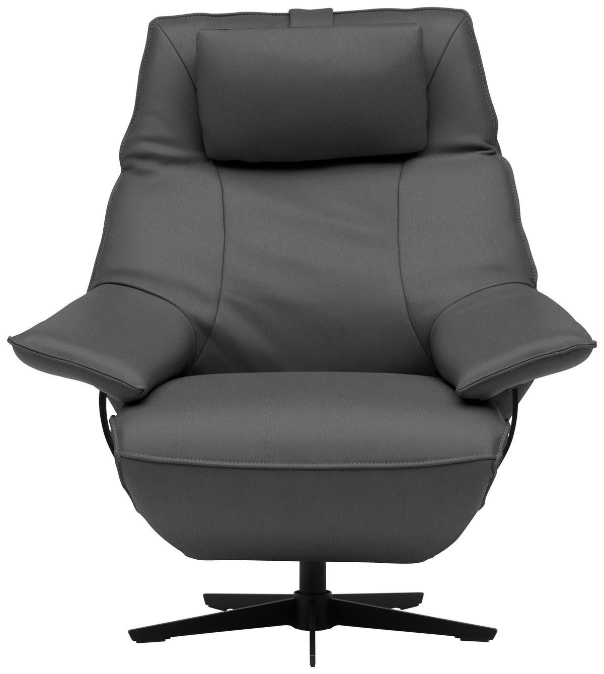 RELAXSESSEL in Leder Graublau  - Graublau/Schwarz, Design, Leder/Metall (92/79/82cm) - Dieter Knoll