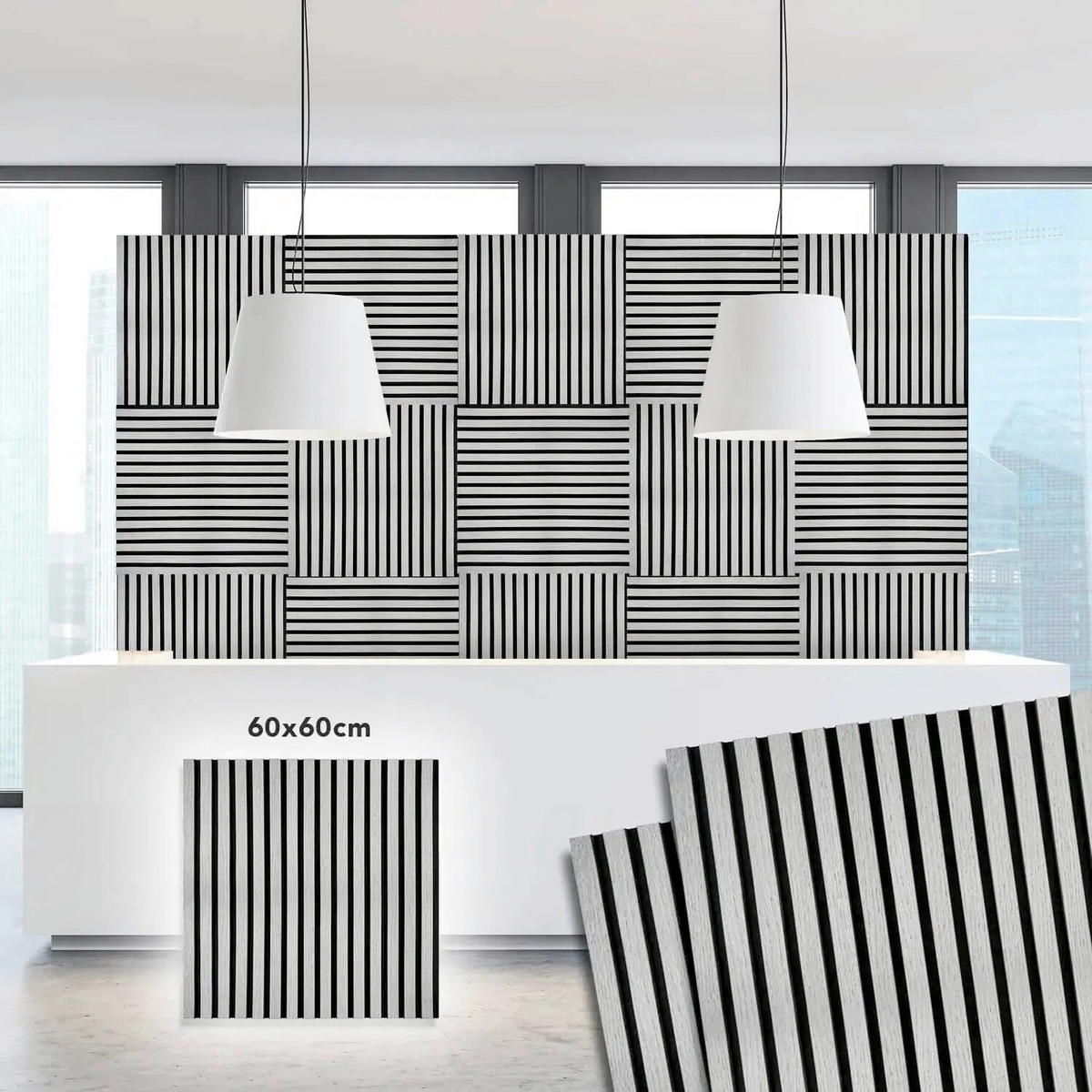 AKUSTIKPANEEL Echtholz 60/60/2,1 cm  - Eiche grau, Basics, Holzwerkstoff (60/60/2,1cm)