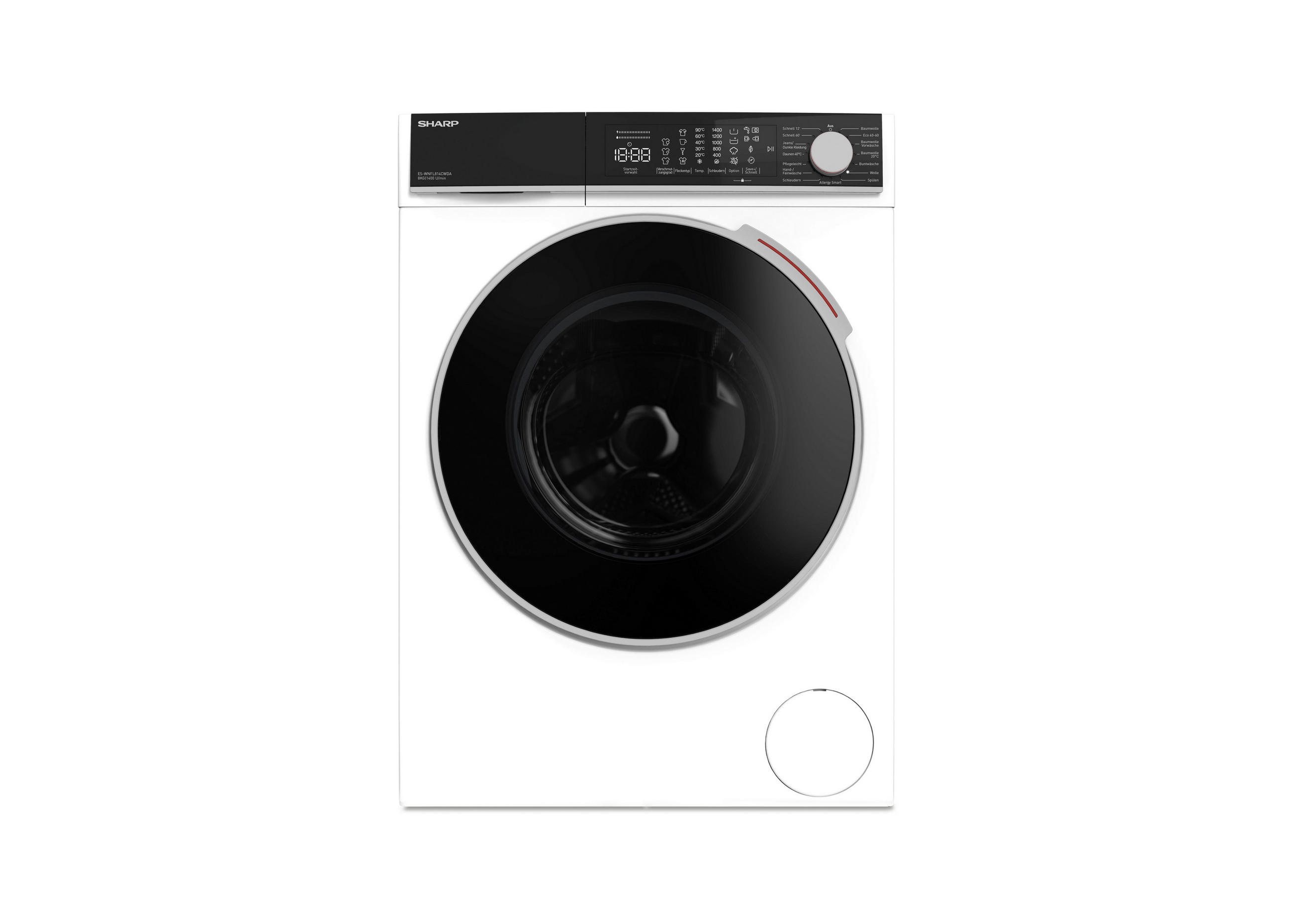 WASCHMASCHINE ES-WNFL814CWDA-DE  - Weiß, Basics, Glas/Kunststoff (60/85/56cm) - Sharp