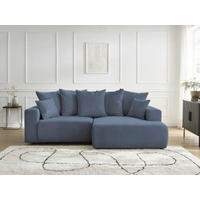 ECKSOFA Ottomane rechts  ATILLA Blau Flachgewebe  - Blau/Schwarz, MODERN, Kunststoff/Textil (244/149cm)