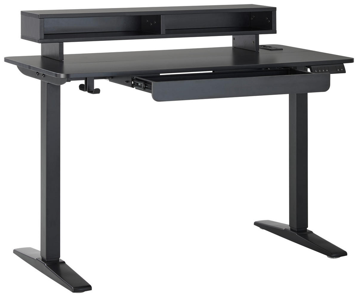 GAMING-TISCH Schwarz  - Schwarz, Modern, Holzwerkstoff/Kunststoff (120/75/120/60cm) - MID.YOU