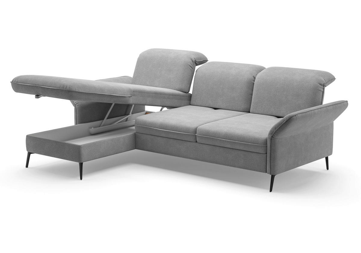 ECKSOFA in Flachgewebe Grau  - Schwarz/Grau, Konventionell, Textil/Metall (198/264cm) - Sit & More