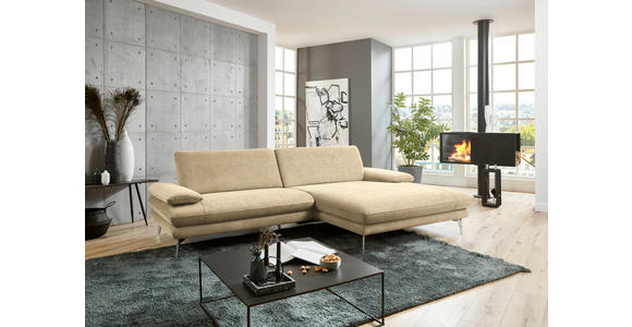 ECKSOFA in Velours Cappuccino 284/184 cm - Schwarz/Cappuccino, Design, Textil/Metall (284/184cm) - Dieter Knoll