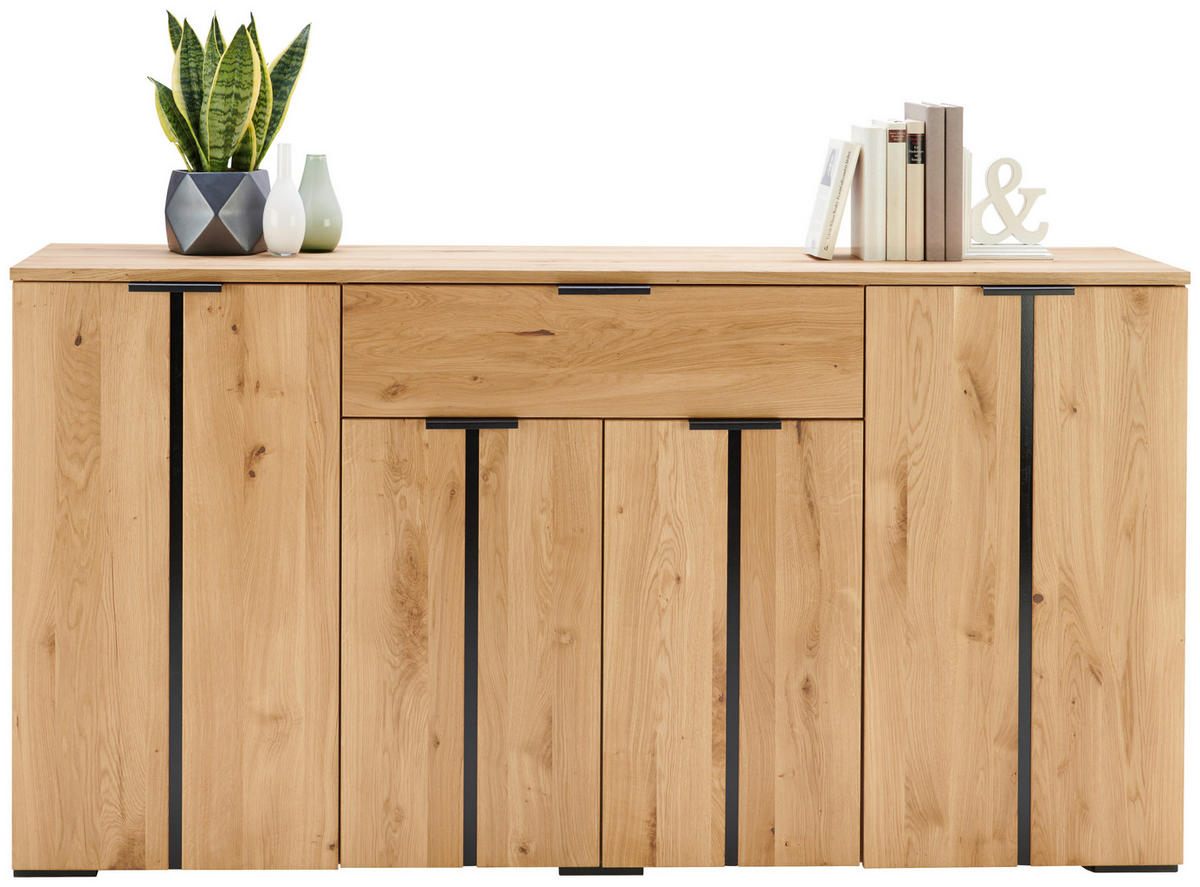 SIDEBOARD  in 180,2/93,1/43,4 cm  - Eichefarben/Schwarz, Natur, Holz/Holzwerkstoff (180,2/93,1/43,4cm) - Linea Natura