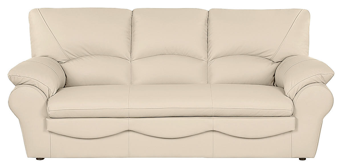 3-SITZER-SOFA in Leder Beige  - Beige/Schwarz, Design, Leder/Kunststoff (205/92/85cm) - Livetastic