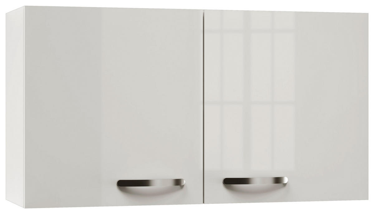 KÜCHENOBERSCHRANK 100/54,8/32 cm  in Weiß, Weiß Hochglanz  - Edelstahlfarben/Weiß Hochglanz, MODERN, Holzwerkstoff/Metall (100/54,8/32cm) - FlexWell