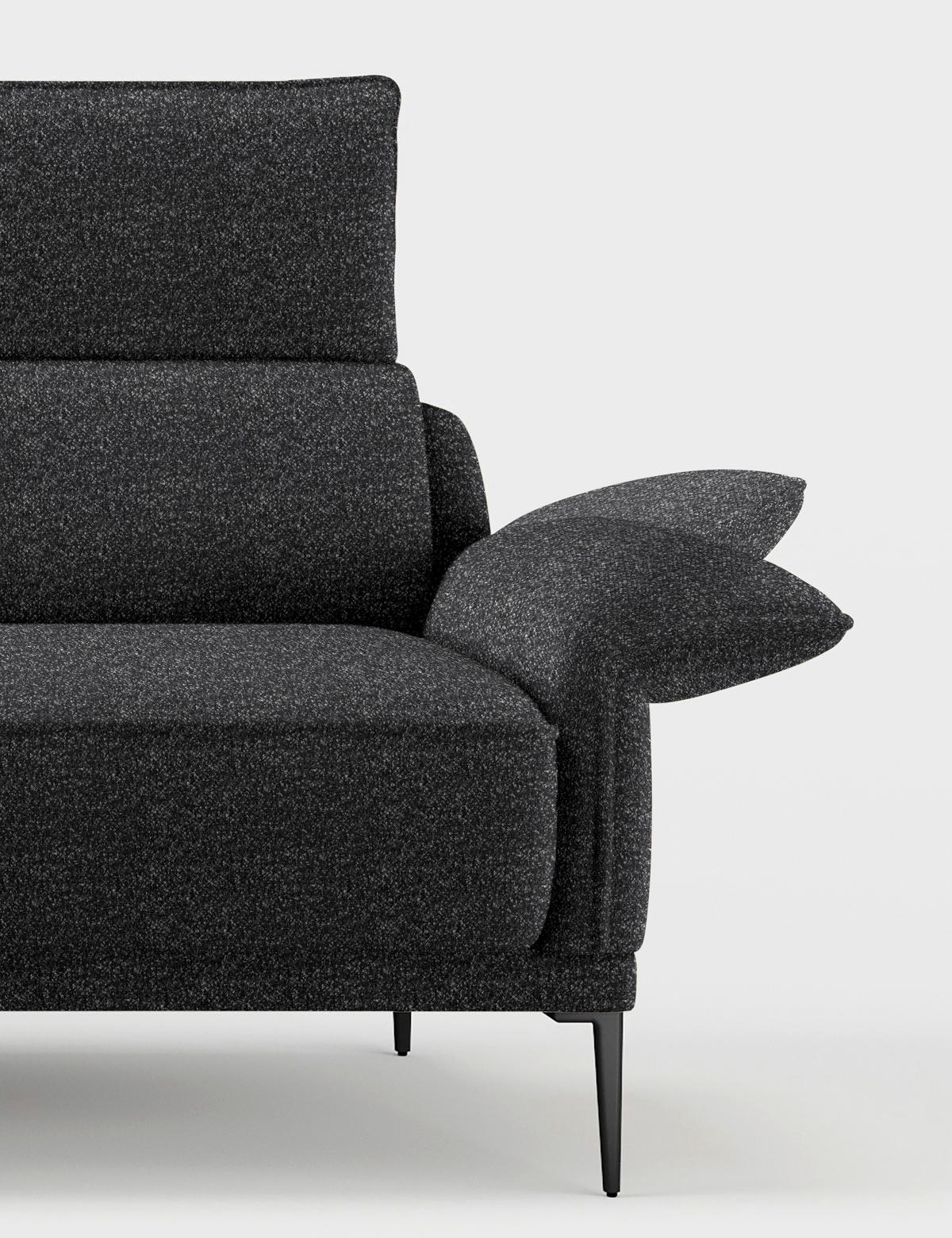 ECKSOFA in Bouclé Anthrazit  - Anthrazit/Schwarz, Modern, Textil/Metall (186/330cm) - Johann Jakob