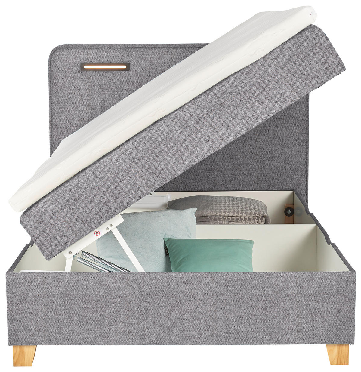 BOXBETT 120/200 cm  in Grau  - Grau, Konventionell, Holz/Textil (120/200cm) - Moderano