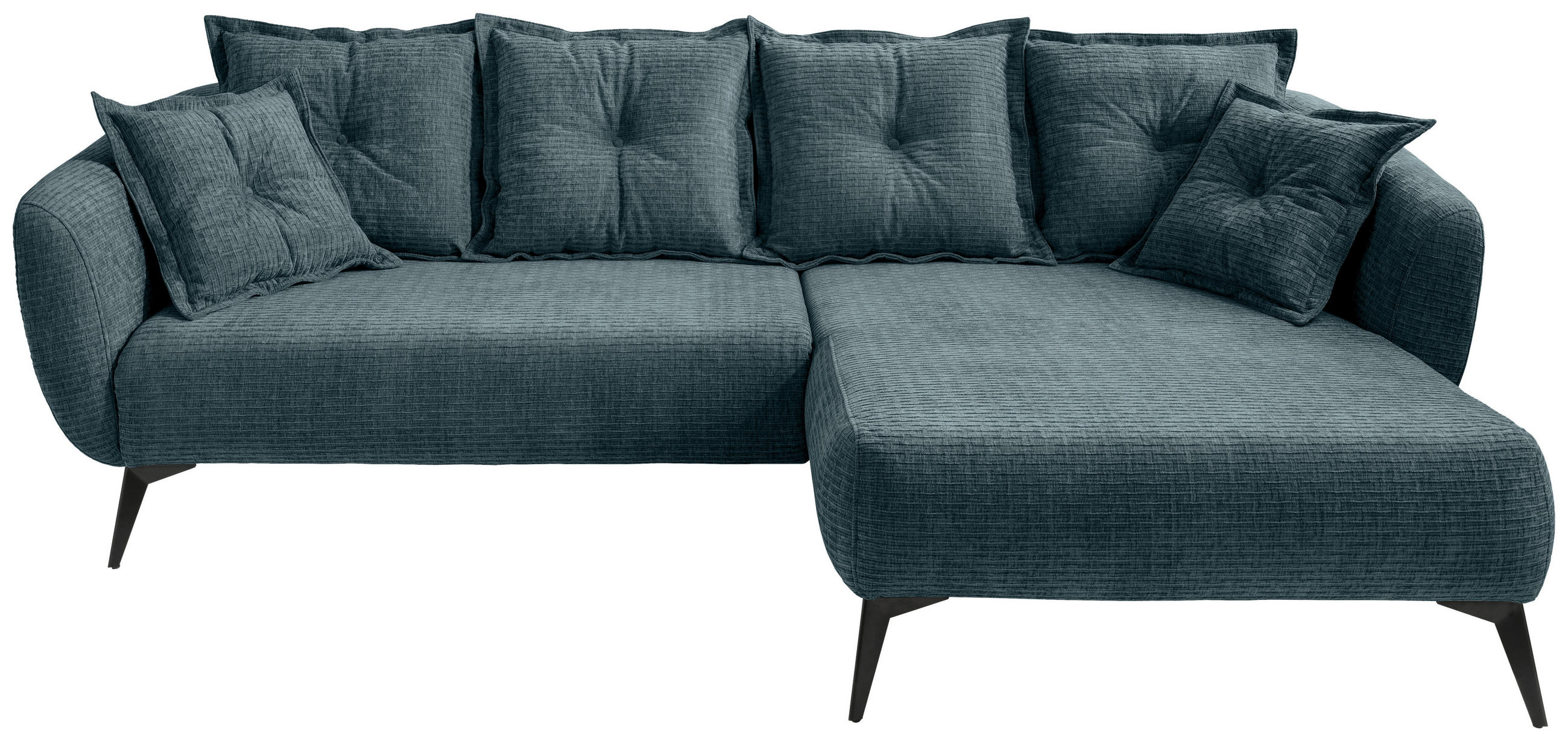 ECKSOFA  in Mikrofaser Blau  277/162 cm  - Blau/Schwarz, MODERN, Textil/Metall (277/162cm) - Livetastic