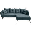 ECKSOFA Blau Mikrofaser  - Blau/Schwarz, MODERN, Textil/Metall (277/162cm) - Livetastic