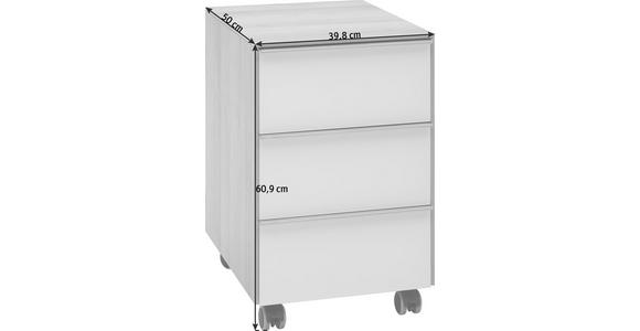 ROLLCONTAINER - Eichefarben/Alufarben, Design, Glas/Holzwerkstoff (39,8/60,9/50cm) - Voleo