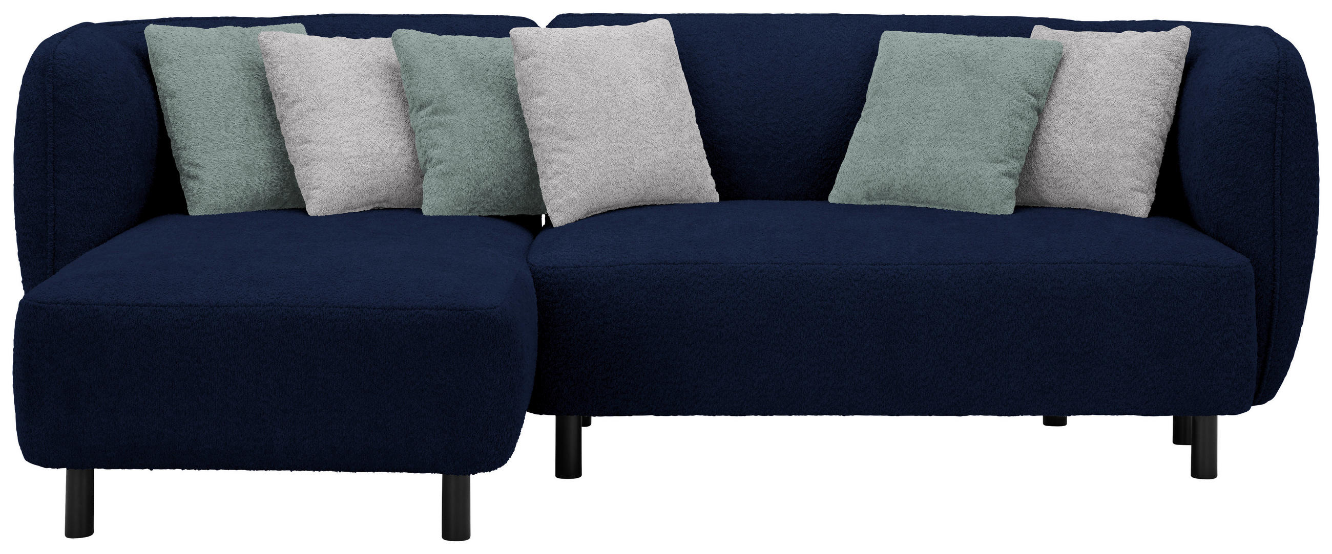 ECKSOFA in Chenille Blau  - Blau/Beige, Design, Holz/Textil (148/236cm) - Lomoco